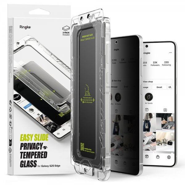 Ringke Samsung Galaxy S25 Edge Skærmbeskyttelse Easy Slide Privacy 2-pak