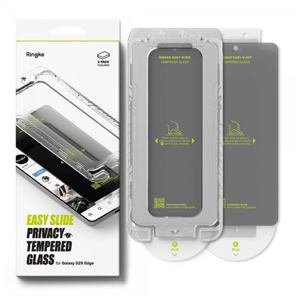 Ringke Samsung Galaxy S25 Edge Skærmbeskyttelse Easy Slide Privacy 2-pak