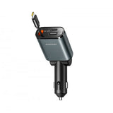 Joyroom 45W Biloplader med indbygget USB-C kabel & USB-A/USB-C udtag Grå