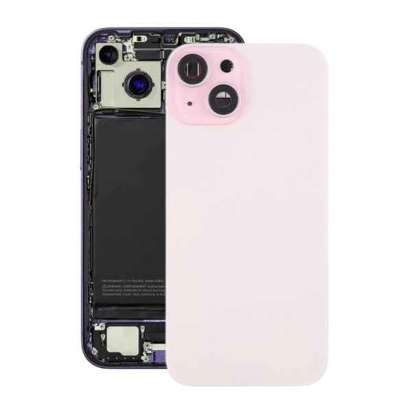 iPhone 15 Bagside Glas med Magnet og Kameralinse - Rosa