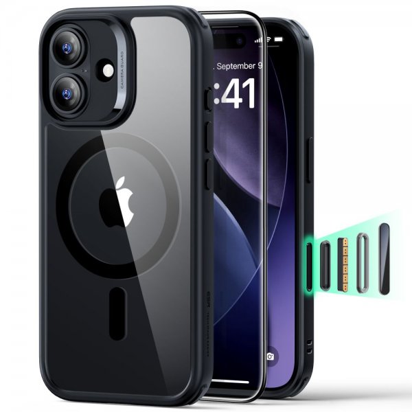 ESR iPhone 17 Cover og Skærmbeskytter Classic Hybrid MagSafe Sæt Sort Gennemsigtig