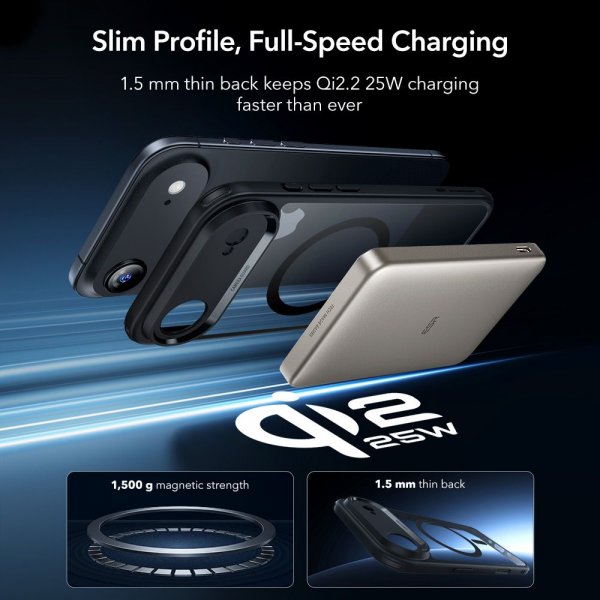 ESR iPhone Air Cover og Skærmbeskytter Klassisk Hybrid MagSafe Sæt Sort Gennemsigtig