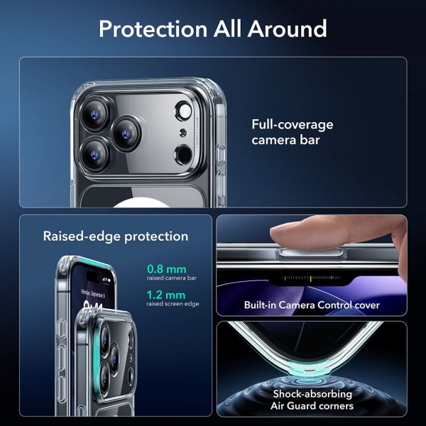 ESR iPhone 17 Pro Cover og Skærmbeskyttelse Classic Hybrid MagSafe Sæt Gennemsigtig