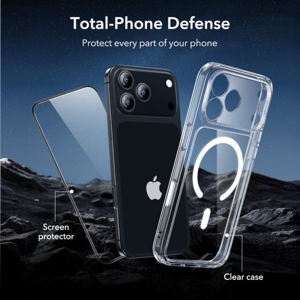 ESR iPhone 17 Pro Max Cover og Skærmbeskyttelse Classic Hybrid MagSafe Sæt Transparent