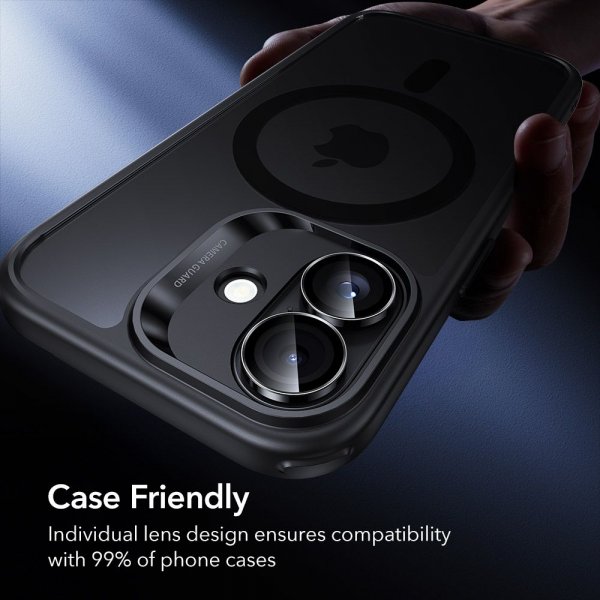 ESR iPhone 16/iPhone 16 Plus/iPhone 17 Kamera Beskyttelse Armorite Sort