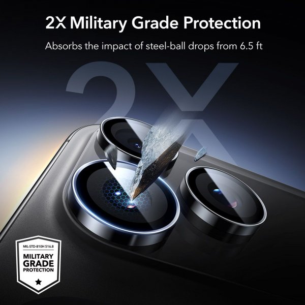 ESR iPhone 14/15/16/17 Pro & Pro Max Kamerabeskyttelse Armorite Sort