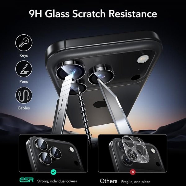 ESR iPhone 14/15/16/17 Pro & Pro Max Kamerabeskyttelse Armorite Sort
