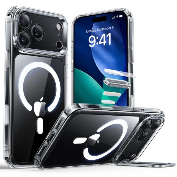 ESR iPhone 17 Pro Cover Classic Hybrid Kickstand MagSafe Transparent
