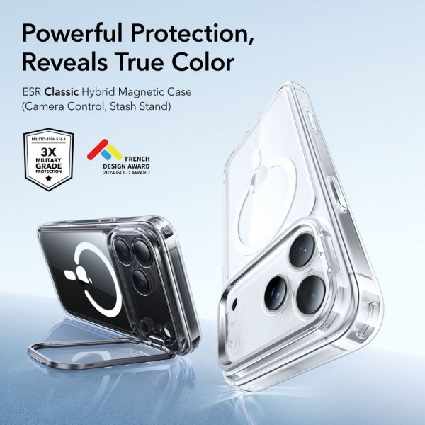 ESR iPhone 17 Pro Cover Classic Hybrid Kickstand MagSafe Transparent
