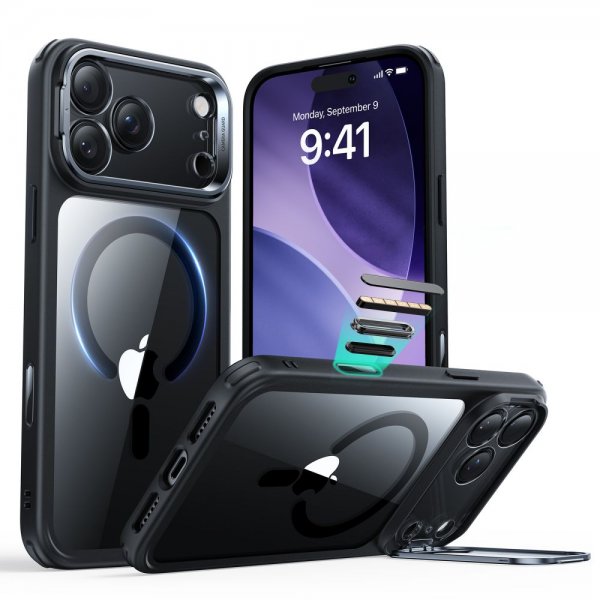 ESR iPhone 17 Pro Max Cover Classic Hybrid Kickstand MagSafe Sort Transparent