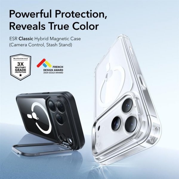 ESR iPhone 17 Pro Max Cover Classic Hybrid Kickstand MagSafe Sort Transparent