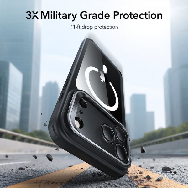 ESR iPhone 17 Pro Max Cover Classic Hybrid Kickstand MagSafe Sort Transparent