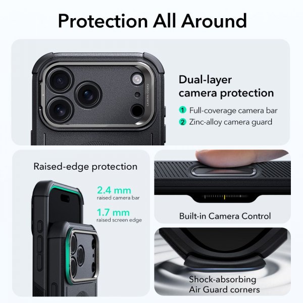 ESR iPhone 17 Pro Max Cover Cyber Tough Kickstand MagSafe Sort