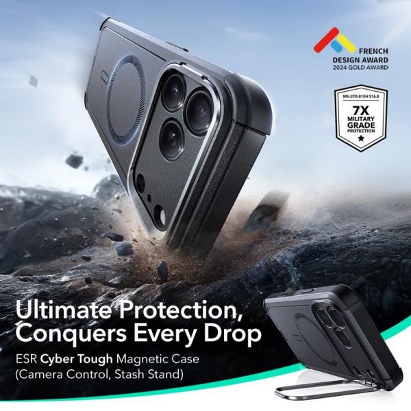 ESR iPhone 17 Pro Max Cover Cyber Tough Kickstand MagSafe Sort