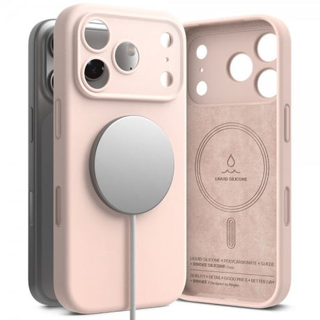 Ringke iPhone 17 Pro Cover Silikone Magnetic Pink Sand