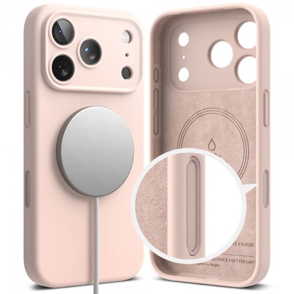 Ringke iPhone 17 Pro Cover Silikone Magnetic Pink Sand