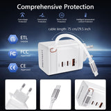SiGN 100W GaN Hurtiglader med udtrækbar USB-C-kabel Hvid