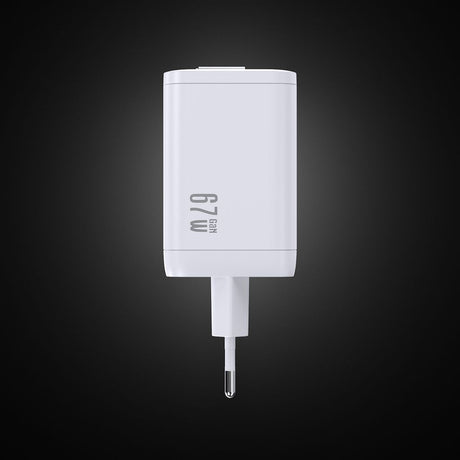 SiGN 65W Hurtiglader GaN med udtrækbar USB-C kabel Hvid