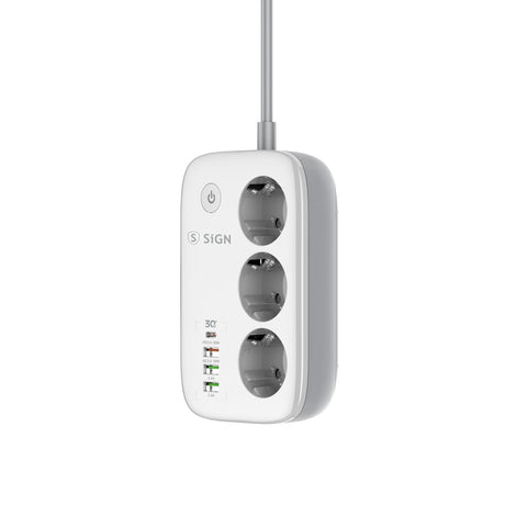 SiGN Smart WiFi 3-vejs Stikdåse 30W USB-A/USB-C 1,5m