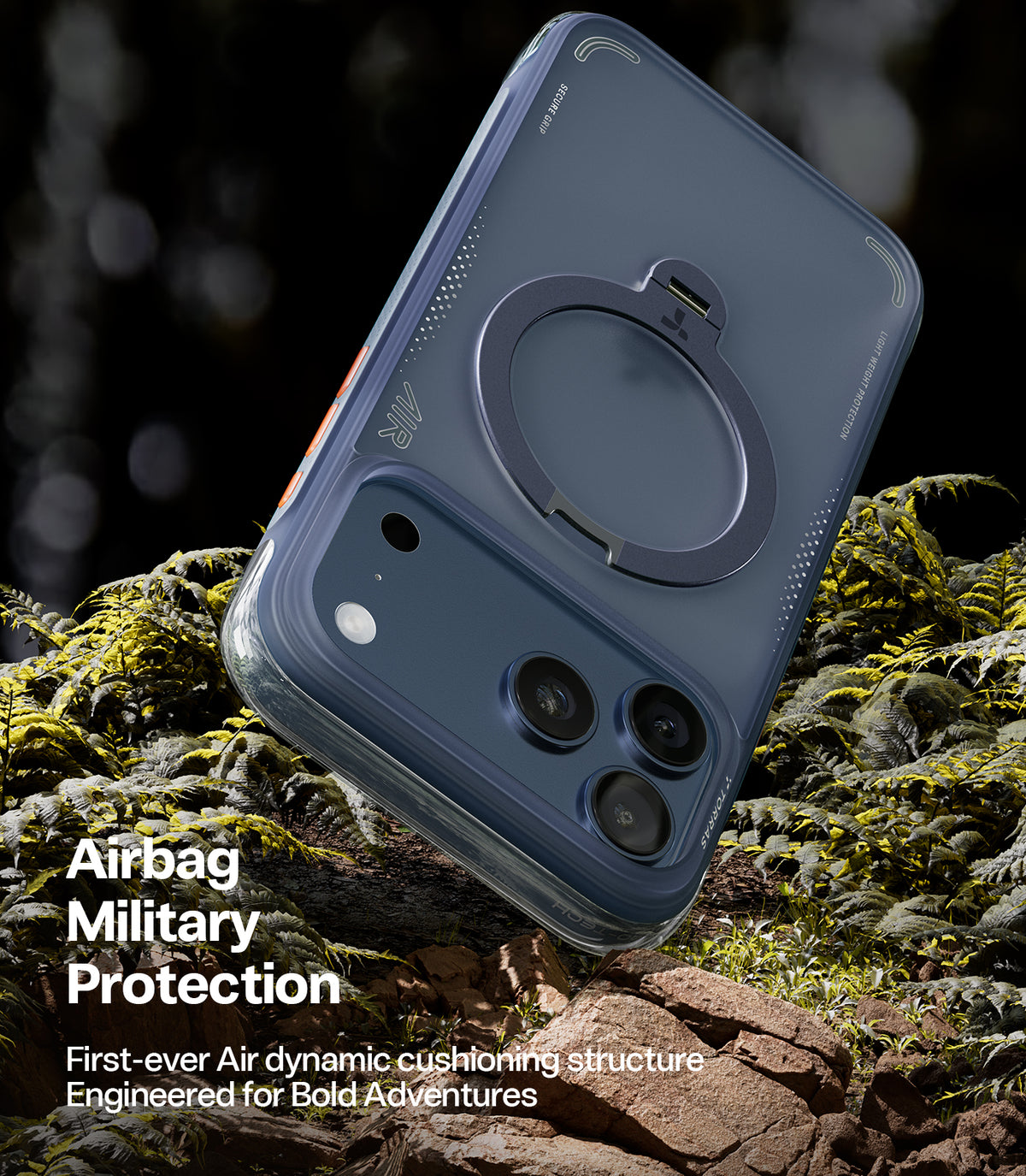Torras iPhone 17 Pro Cover Ostand Q3 Air Deep Blue