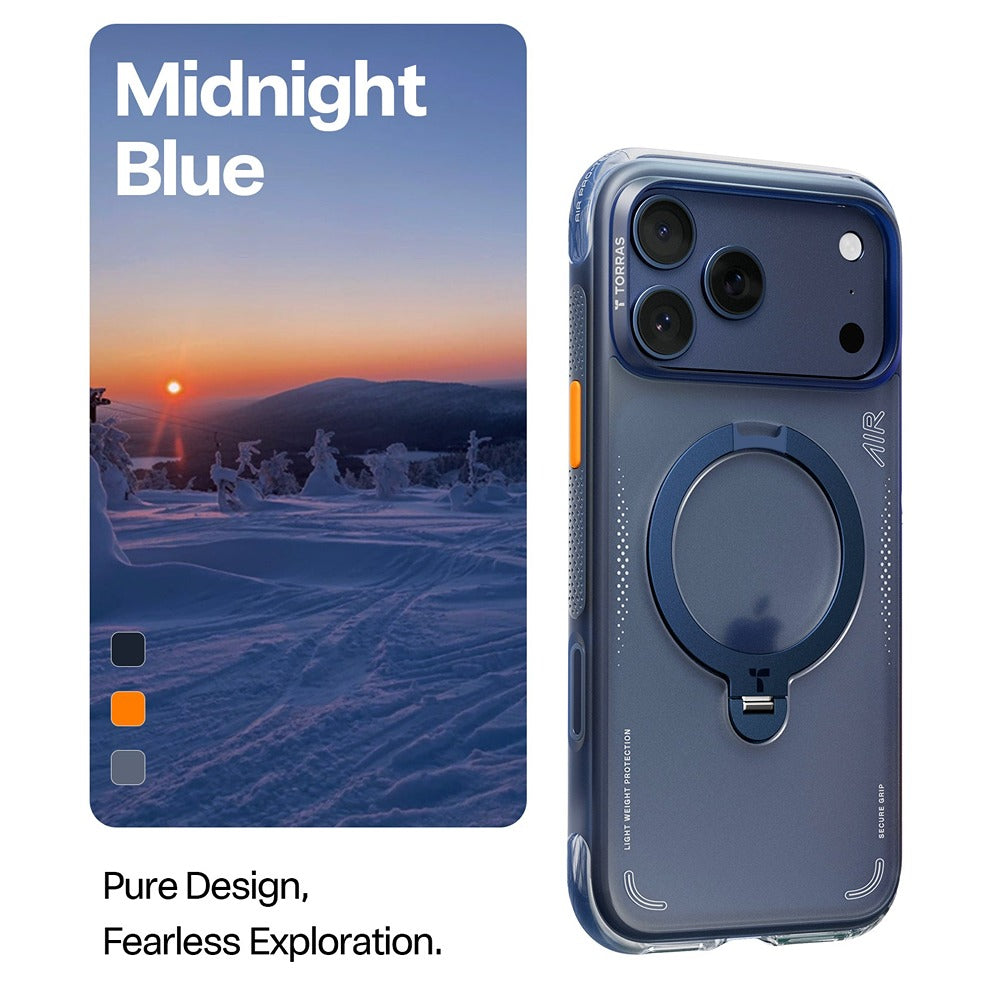 Torras iPhone 17 Pro Cover Ostand Q3 Air Deep Blue