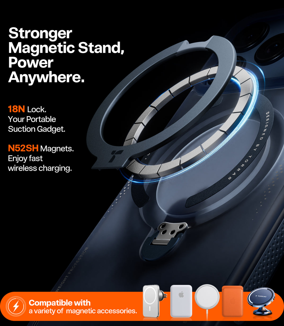 Torras iPhone 17 Pro Cover Ostand Q3 Air Deep Blue