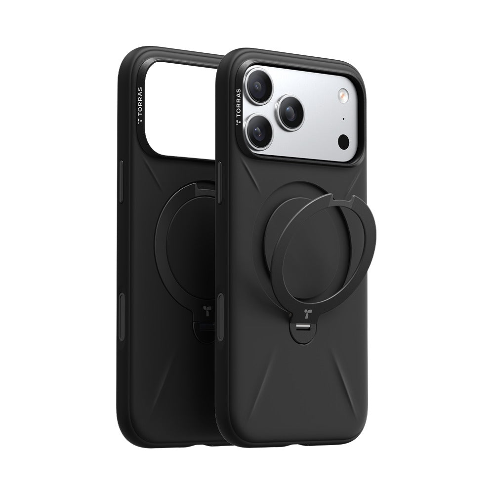 Torras iPhone 17 Pro Cover Ostand Q3 Silicone Obsidian Black