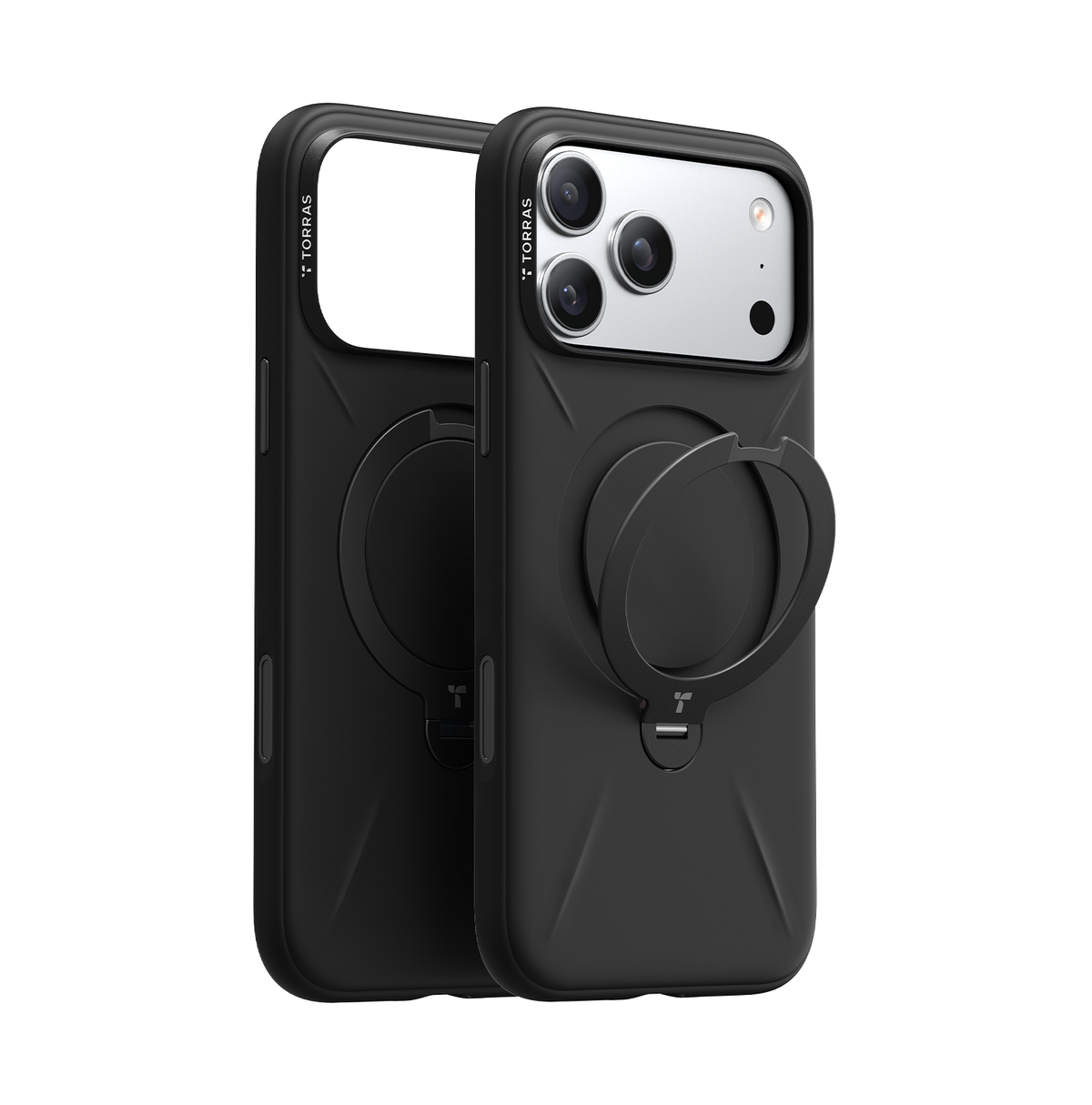 Torras iPhone 17 Pro Max Cover Ostand Q3 Silicone Obsidian Black