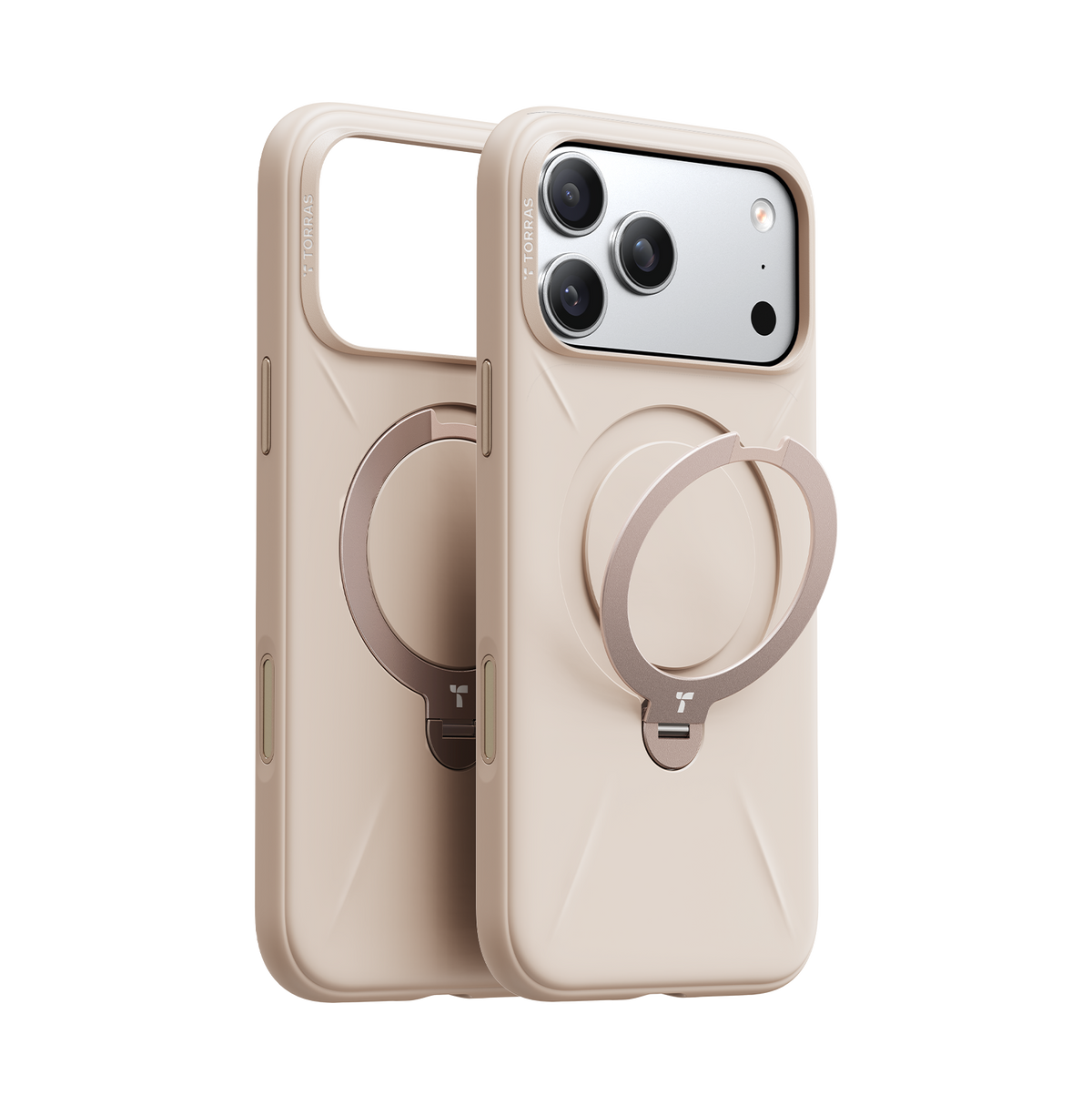 Torras iPhone 17 Pro Max Cover Ostand Q3 Silicone Desert Gold