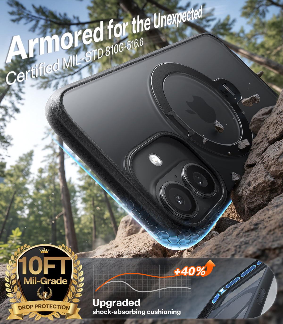 Torras iPhone 17 Cover Ostand Q3 Spin Obsidian Black