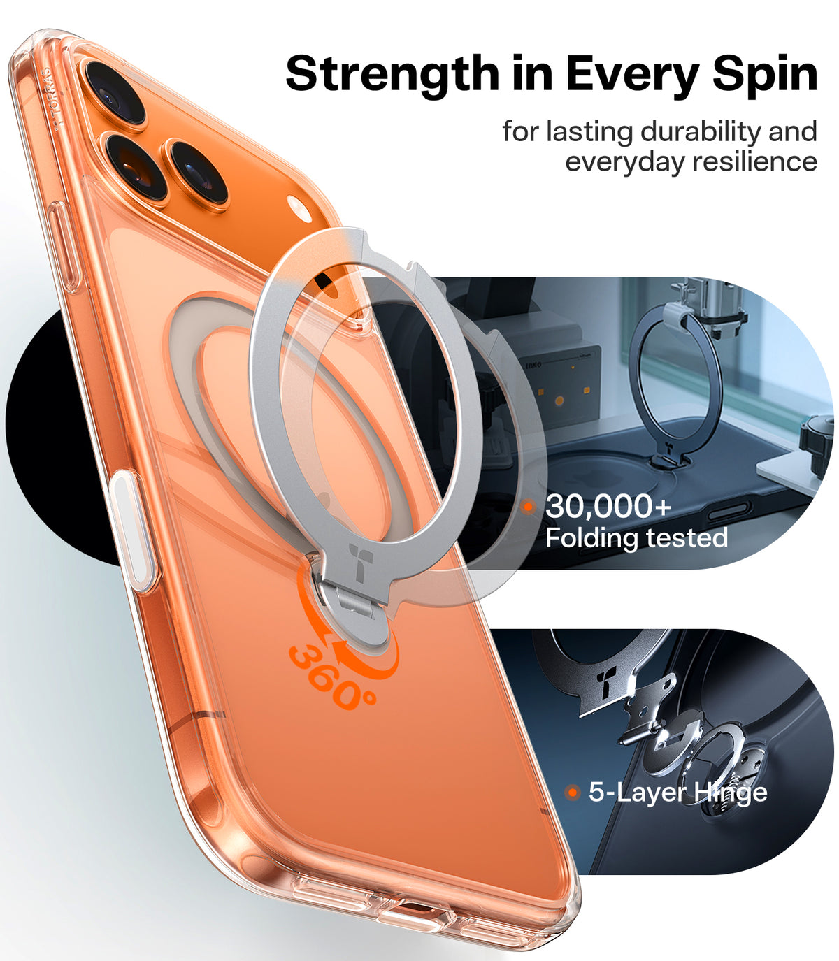 Torras iPhone 17 Pro Max Cover Ostand Q3 Spin Klar