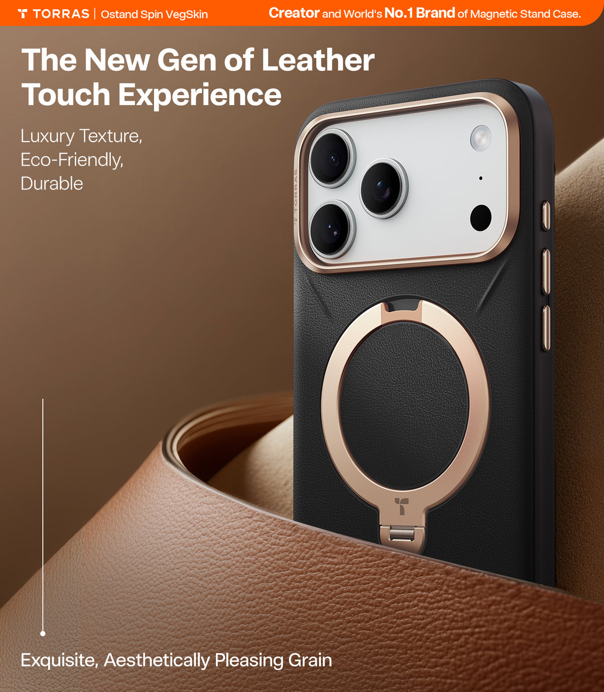 Torras iPhone 17 Pro Cover Ostand Q3 Vegskin Obsidian Black