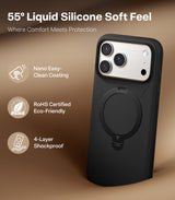 Torras iPhone 17 Pro Max Cover Ostand Q3 Silicone Obsidian Black