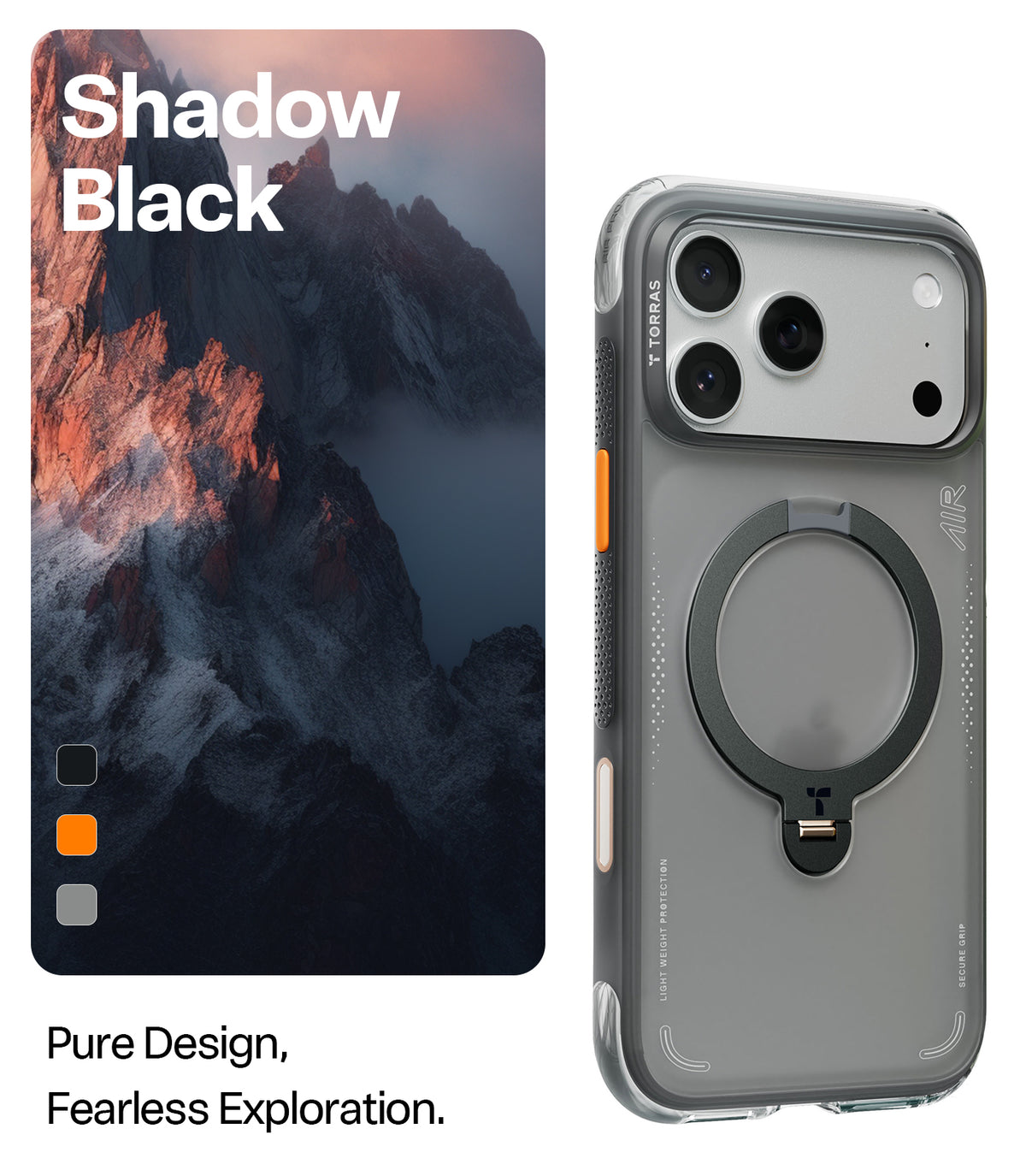 Torras iPhone 17 Pro Cover Ostand Q3 Air Shadow Black