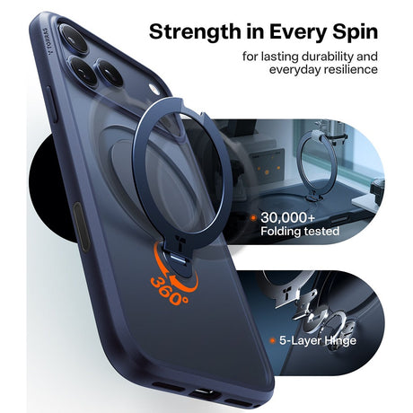 Torras iPhone 17 Pro Cover Ostand Q3 Spin Mørkeblå