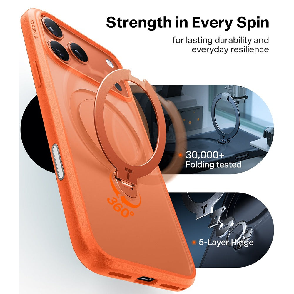 Torras iPhone 17 Pro Cover Ostand Q3 Spin Energy Orange