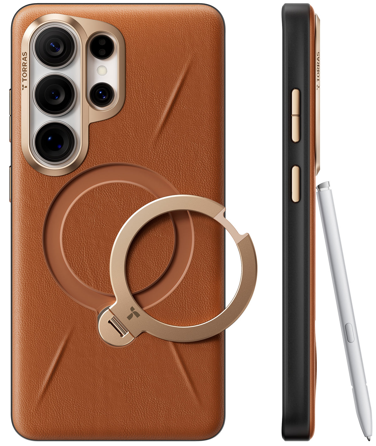 Torras Samsung Galaxy S26 Ultra Cover Ostand Q3 Vegskin Amber Brown