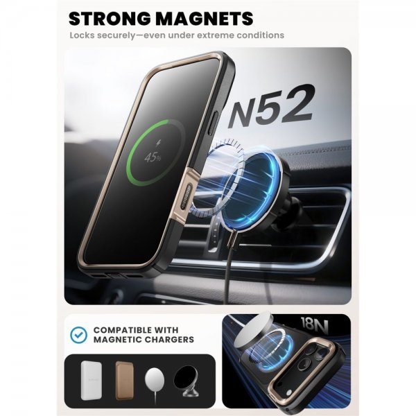 Supcase iPhone 17 Pro Max Cover Ares Flip MagSafe Guld