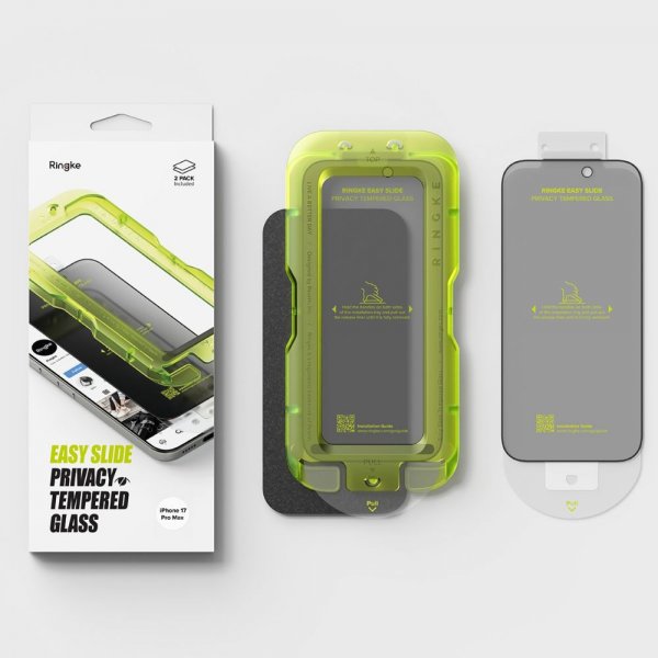 Ringke iPhone 17 Pro Max Skærmbeskyttelse Easy Slide Privacy 2-pak