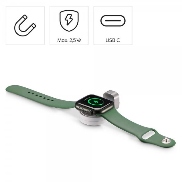 Hama Apple Watch-oplader med USB-C-stik Hvid