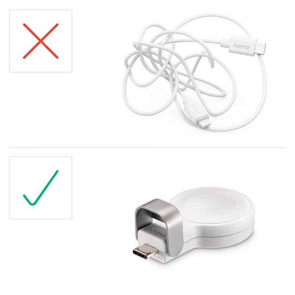 Hama Apple Watch-oplader med USB-C-stik Hvid