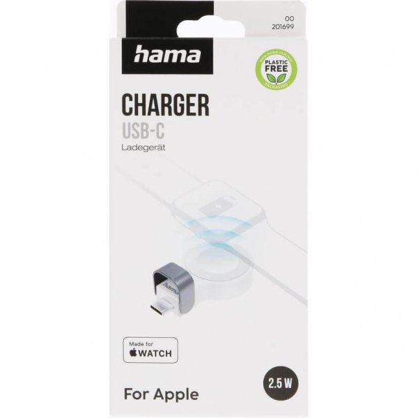Hama Apple Watch-oplader med USB-C-stik Hvid