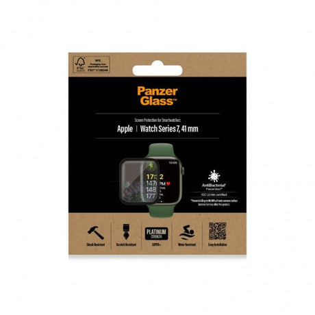 PanzerGlass Apple Watch 41mm (Series 7/8/9) Skærmbeskyttelse Antibacterial Sort