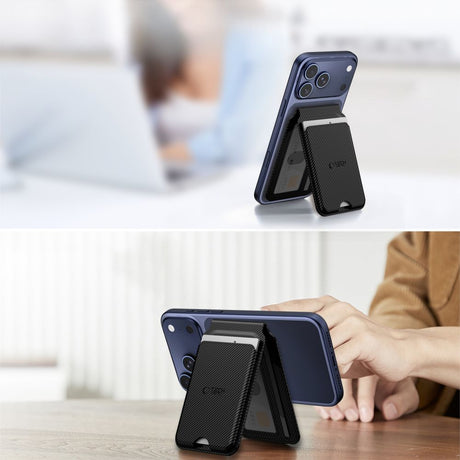 Tech-Protect Kortholder MagWallet Stand MagSafe Kulfiber Sort