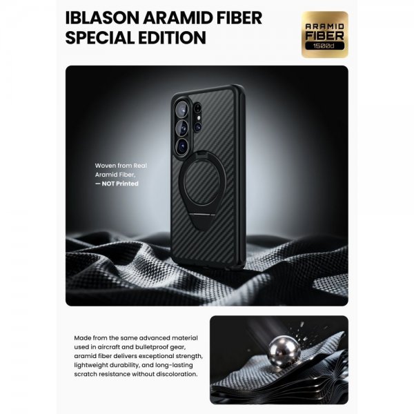 Supcase Samsung Galaxy S26 Ultra Cover Cosmo MagSafe Kevlar Sort