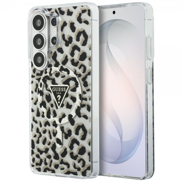 Guess Samsung Galaxy S26 Ultra Cover Leopard Print MagSafe Sort Hvid