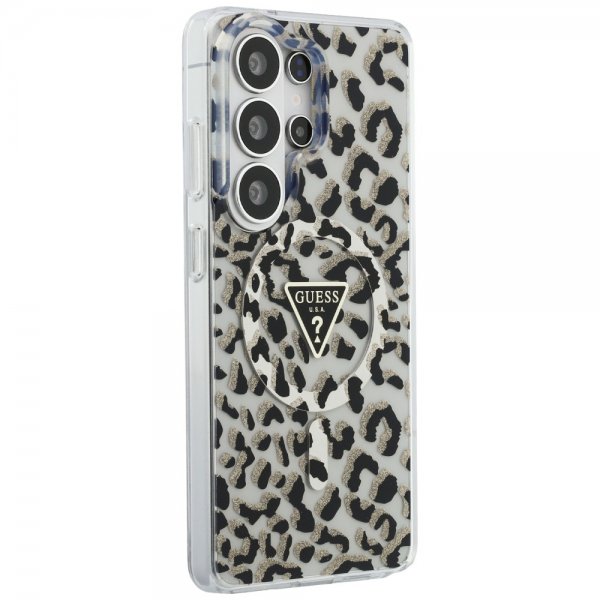 Guess Samsung Galaxy S26 Ultra Cover Leopard Print MagSafe Sort Hvid
