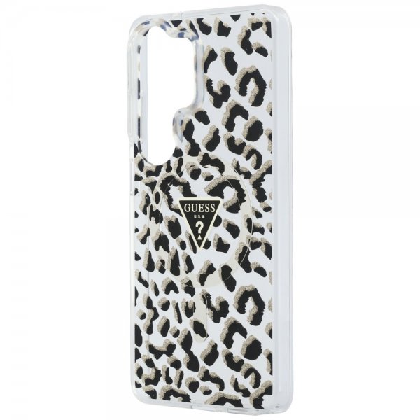 Guess Samsung Galaxy S26 Ultra Cover Leopard Print MagSafe Sort Hvid