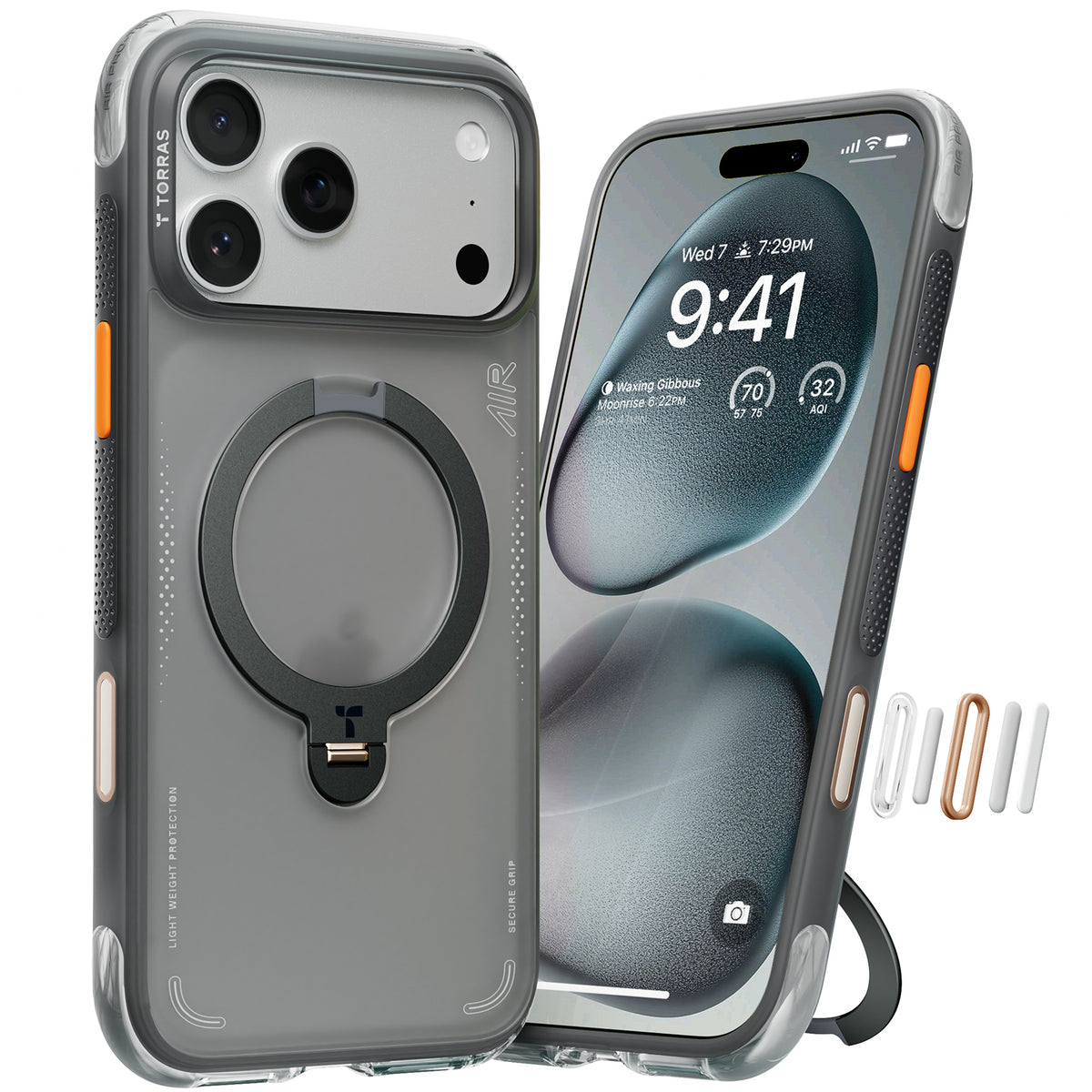 Torras iPhone 17 Pro Cover Ostand Q3 Air Shadow Black