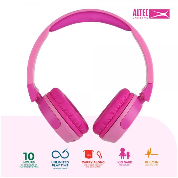 Altec Lansing Høretelefoner Børn Trådløs 2i1 On-Ear Lyserød